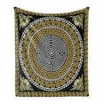 thumbnail image 1 of Greek Key Soft Flannel Fleece Blanket, Classical Pattern with Intricate Design Spiral Waves Frame and Maze, Cozy Plush for Indoor and Outdoor Use, 50" x 70", Pale Yellow White Black, by Ambesonne, 1 of 5