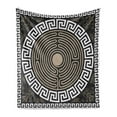 thumbnail image 1 of Greek Key Soft Flannel Fleece Blanket, Grecian Fret and Wave Pattern on Dark Background Antique Retro Swirls, Cozy Plush for Indoor and Outdoor Use, 60" x 80", Dark Brown Coconut Tan, by Ambesonne, 1 of 5