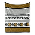 thumbnail image 1 of Greek Key Soft Flannel Fleece Blanket, Traditional Ornament from Greece Historical and Cultural Heritage Theme, Cozy Plush for Indoor and Outdoor Use, 60" x 80", Marigold Black White, by Ambesonne, 1 of 6