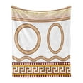 thumbnail image 1 of Greek Key Soft Flannel Fleece Throw Blanket, Fret Pattern in Oval and Circle Shapes Wavy Straight Borders, Cozy Plush for Indoor and Outdoor Use, 60" x 80", Marigold Plum White, by Ambesonne, 1 of 5