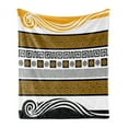 thumbnail image 1 of Greek Key Soft Flannel Fleece Throw Blanket, Neoclassical Borders Composition Meander Pattern and Flowers Waves, Cozy Plush for Indoor and Outdoor Use, 60" x 80", Marigold Black White, by Ambesonne, 1 of 5