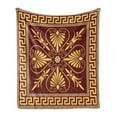 thumbnail image 1 of Greek Key Soft Flannel Fleece Throw Blanket, Old Fashioned Frame Design the Labyrinth and Curly Leaves Flowers, Cozy Plush for Indoor and Outdoor Use, 50" x 60", Ruby Yellow, by Ambesonne, 1 of 5