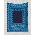 thumbnail image 1 of Greek Key Tapestry, Swirling Waves with Ancient Maze Square Hellenic Motifs Sea Inspired Design, Wall Hanging for Bedroom Living Room Dorm Decor, 60W X 80L Inches, Blue Dark Blue, by Ambesonne, 1 of 2