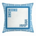 thumbnail image 1 of Greek Key Throw Pillow Cushion Cover, Frame with Traditional Vintage Blue Square with White Flowers and Fret Pattern, Decorative Square Accent Pillow Case, 16 X 16 Inches, Blue White, by Ambesonne, 1 of 2
