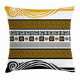 thumbnail image 1 of Greek Key Throw Pillow Cushion Cover, Neoclassical Borders Collection Meander Pattern and Flowers with Waves, Decorative Square Accent Pillow Case, 20 X 20 Inches, Marigold Black White, by Ambesonne, 1 of 2