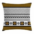 thumbnail image 1 of Greek Key Throw Pillow Cushion Cover, Set of Traditional Ornaments from Greece Historical and Cultural Theme, Decorative Square Accent Pillow Case, 18 X 18 Inches, Marigold Black White, by Ambesonne, 1 of 2