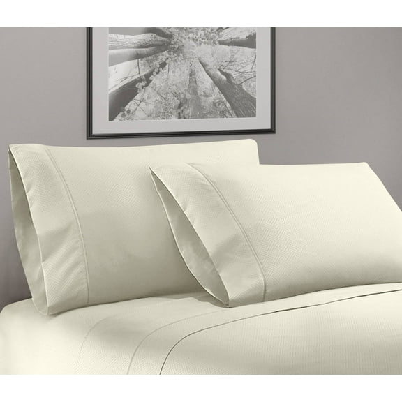 Greek Key Ultra Soft 1800 Series Egyptian Comfort 3 Piece Sheet Set (Twin XL, Cream)