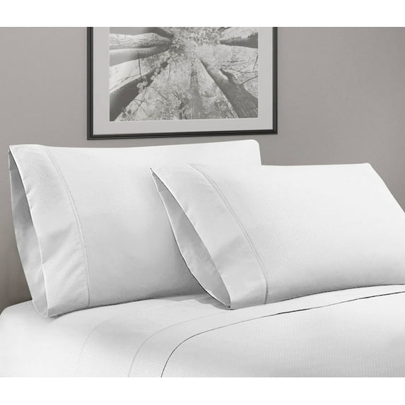 Greek Key Ultra Soft 1800 Series Egyptian Comfort 4 Piece Sheet Set (California King, White)