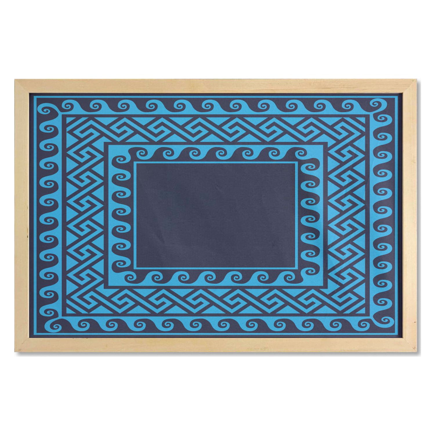 Greek Key Wall Art with Frame, Swirling Waves with Maze Square Hellenic