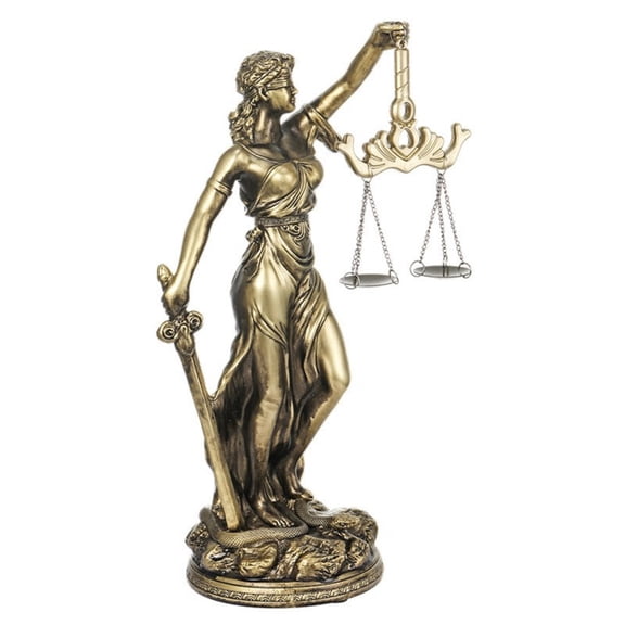 Greek Law Lady Statue Resin Blindfolded Sculpture with Scale for Collectors Ornament