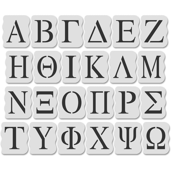 Greek Letter Stencil Kit for Painting & Tracing, 14 Mil Mylar Plastic, 4 Inch Tall Letters