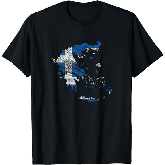 Greek Map and Flag Souvenir - Distressed Greece T-Shirt