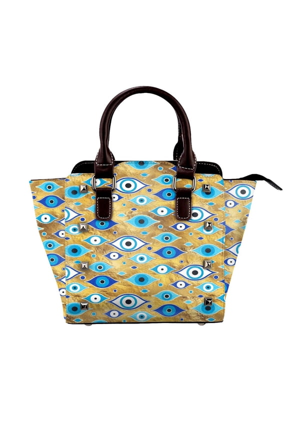 Greek Mati Mataki - Matiasma Evil Eye Pattern Rivet Fashion One-Shoulder Women's Handbag Tote Bag