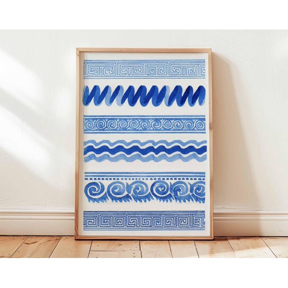 Greek Meander Geometric Pattern Wall Art Print, Unframed Paper Poster 11x14in