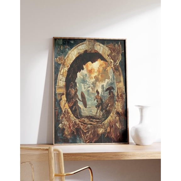 Greek Mythology Ares Medusa Apollo Dramatic Greek Art Ancient Battle Scene Rich Mythology, Unframed Poster