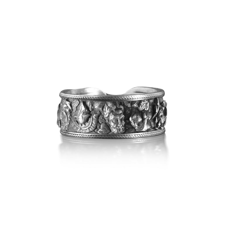 Elephant Band Ring Antiqued Sterling Silver Handcrafted Elephant Band Ring Antiqued Sterling Silver Handcrafted