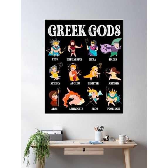 Greek Mythology Gods Ancient Gods Of Greece Poster, 8x12 UNFRAMED