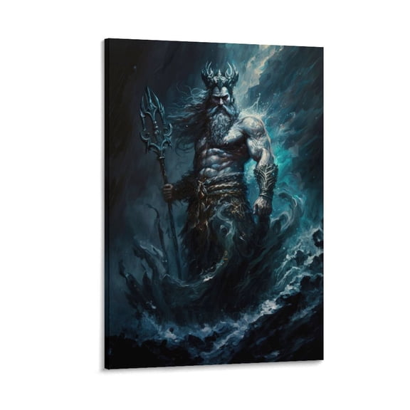 Greek Mythology Gods Poster Poseidon Picture Print Canvas Poster Wall Paint Art Posters Decor Modern Home Artworks Gift 24x36inch(60x90cm)