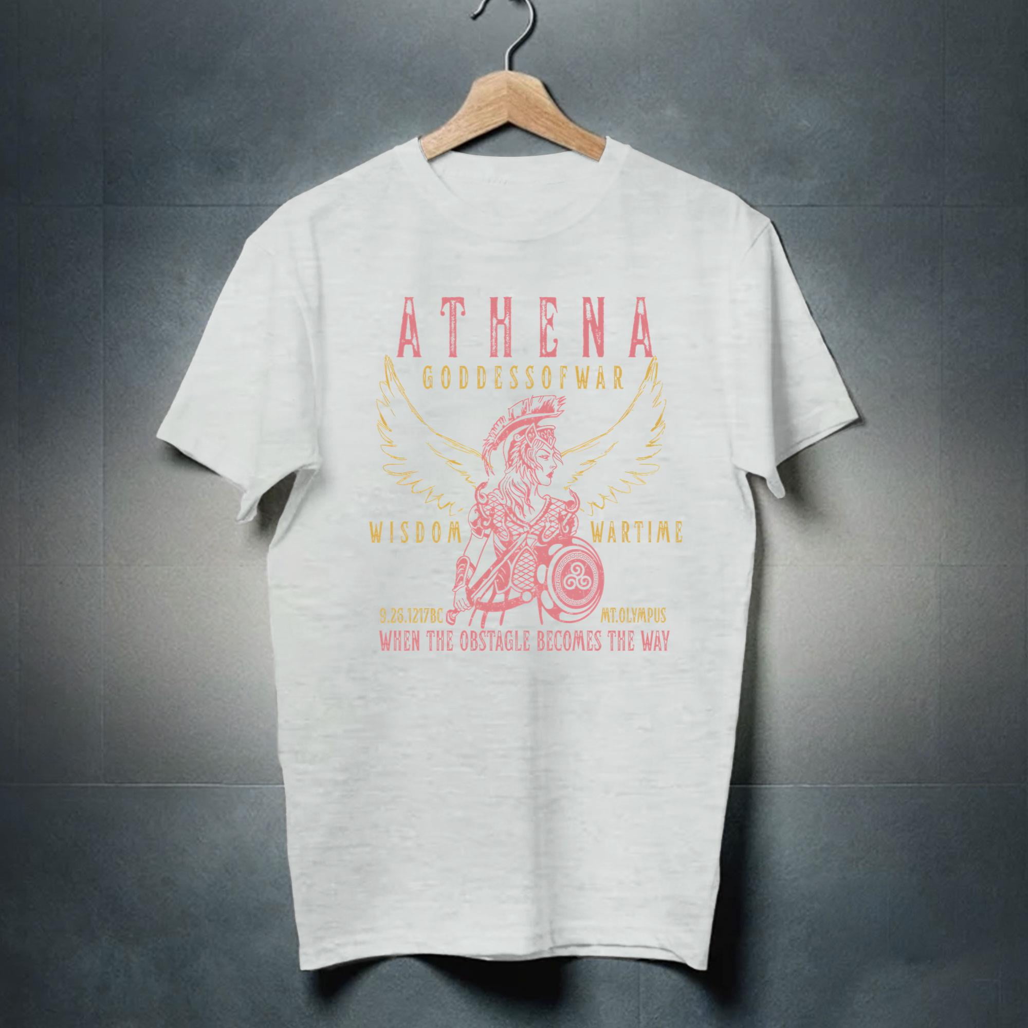 Greek Mythology Inspired Band Style Tee, Athena Goddess of War Theme