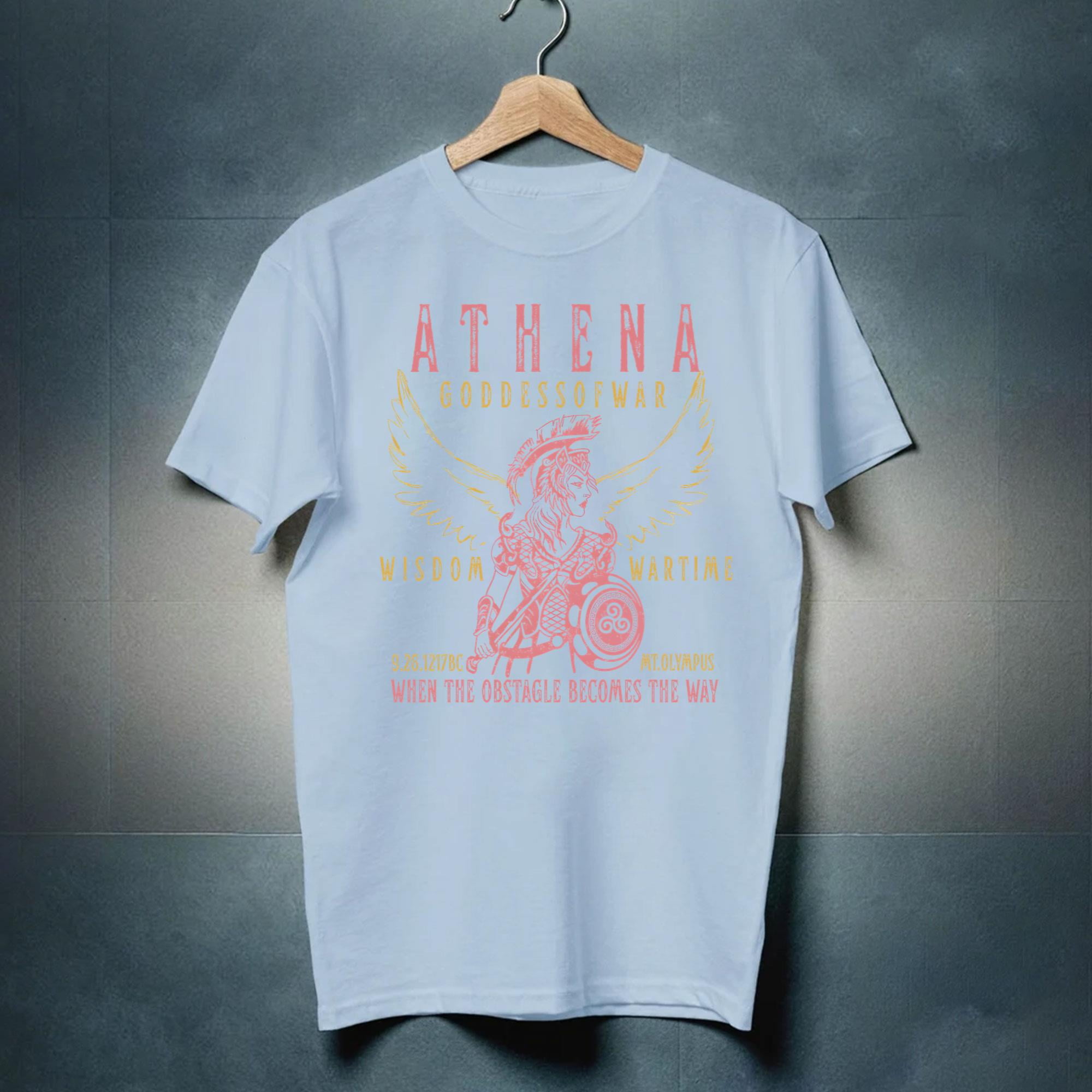 Greek Mythology Inspired Band Style Tee, Athena Goddess of War Theme