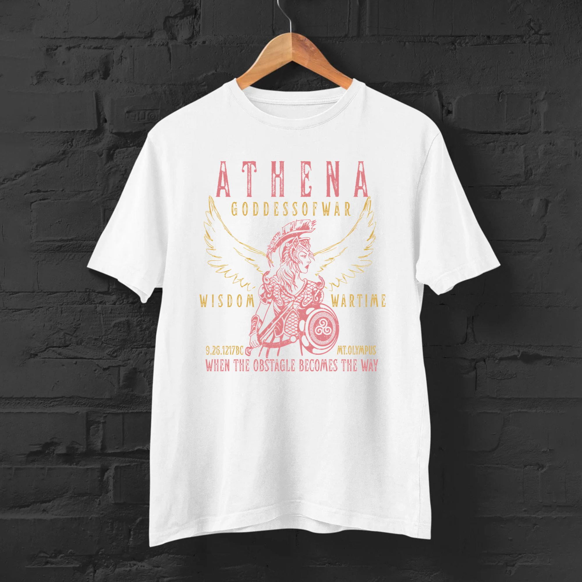 Greek Mythology Inspired Band Style Tee, Athena Goddess of War Theme