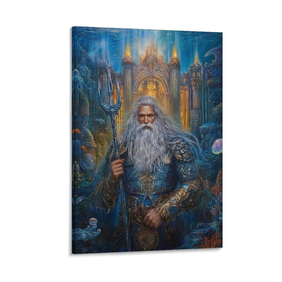Greek Mythology Poster Poseidon Wall Art, God of The Sea 6 Wall Art Poster Scroll Canvas Painting Picture Living Room Decor Home 20x30inch(50x75cm)