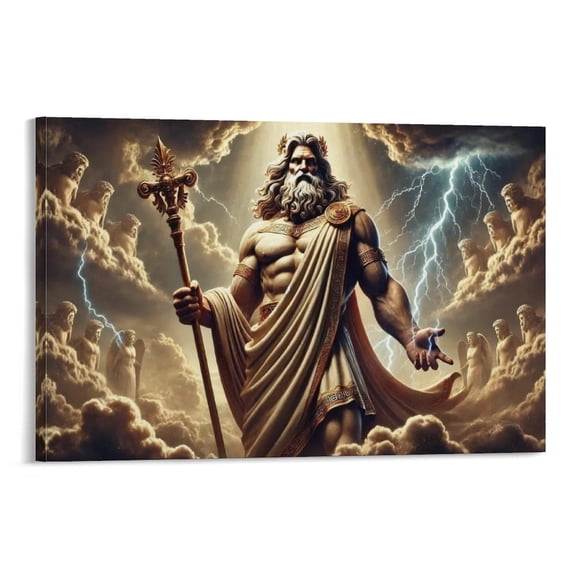 Greek Mythology Poster Zeus - King of The Gods Poster Decorative Painting Canvas Wall Art Living Room Posters Bedroom Painting 12x18inch(30x45cm)