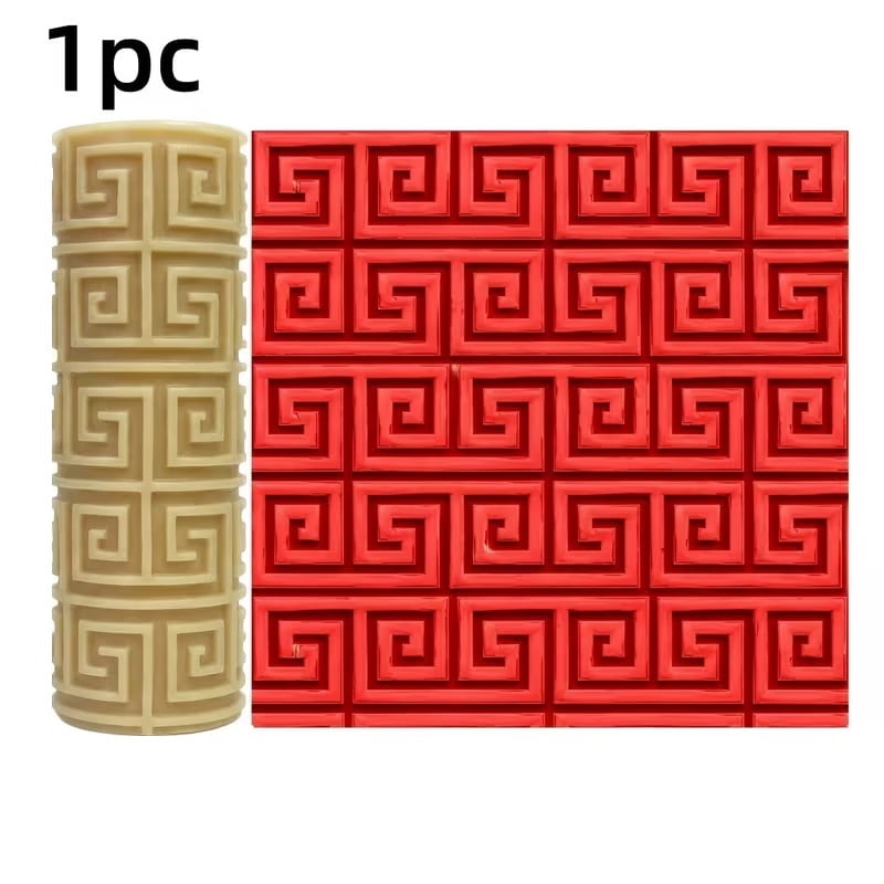 Greek Palindrome Textured Embossing Roller - Polymer Clay Texturing Tool for Ceramics, Sculpture and Art Design