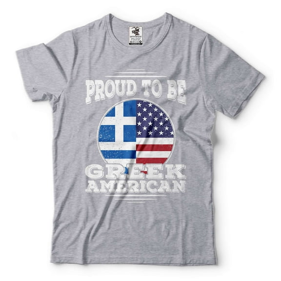 Greek Patriotic Shirt Greek American Shirt Greece USA Patriotic Flag Shirt Greece National Shirt (Small Grey)
