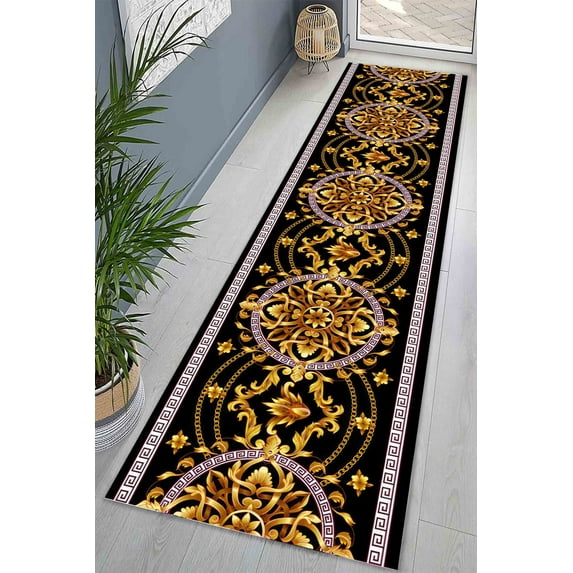 Greek Pattern Rugs, Trendy Rug, Gold Rugs, Modern Rugs, Decorative Rug, Gift For Her, Luxury Rug, Customs Rug, Machine Washable Rug, 2.3'x3.3' - 70x110 cm
