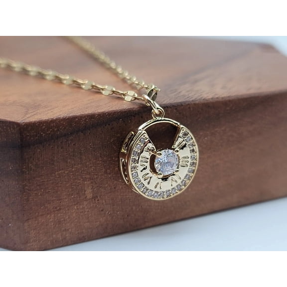 Greek Pendant Necklace Gold tone Handmade Necklace Luck  Fortune