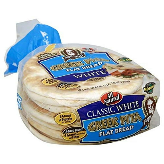 Greek Pita Flat Bread White, 12 ct (each bag) NON GMO Vegan Friendly 2 Bags