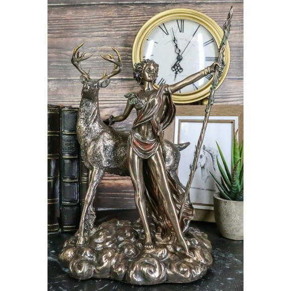 Greek Roman Goddess Of The Hunt Moon And Nature Diana With Stag Statue Artemis