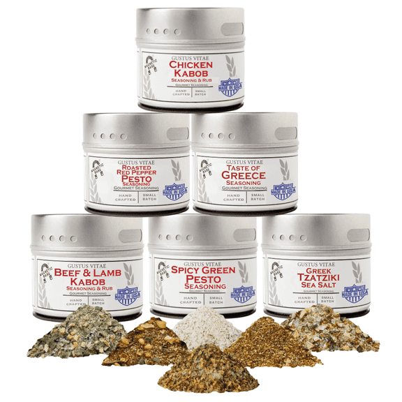 Greek Seasoning Gift Set - Tastes of Greece - Artisanal Spice Blends Six Pack | Gustus Vitae