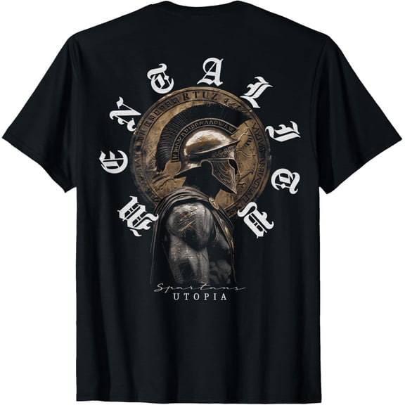 Greek Sparta Helmet Warrior Soldier Back Print Corinthian Crest T-Shirt