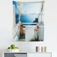 thumbnail image 1 of Greek Tapestry, Holiday Terrace with Sea at Sunset Architecture on Santorini Island Greece, Fabric Wall Hanging Decor for Bedroom Living Room Dorm, 5 Sizes, Turquoise and Blue, by Ambesonne, 1 of 1