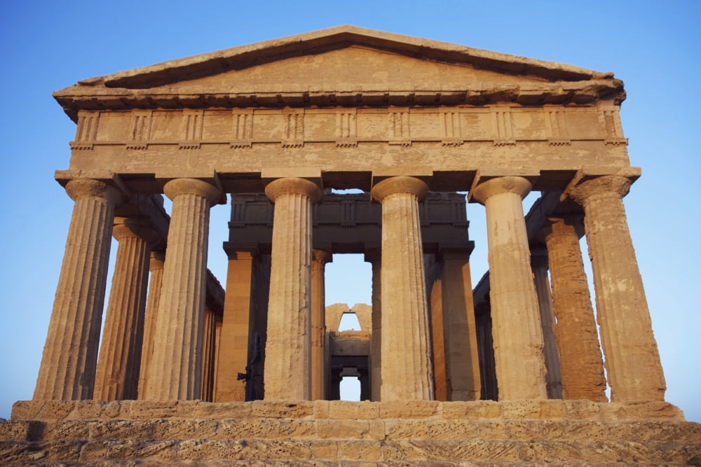 Greek Temple Agrigento Sicily Italy Canvas Art - Patrick Swan Design Pics (34 x 22)