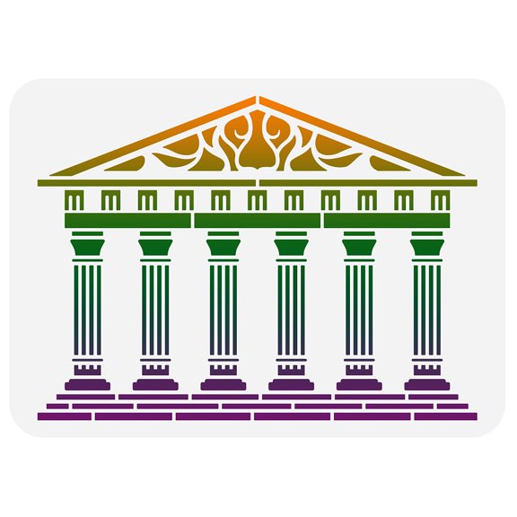 Greek Temple Drawing Stencil 11.7x8.3 inch Reusable Ancient Architecture Hollow Out 6 Stone Pillars Building Stencil DIY Craft Template for Painting