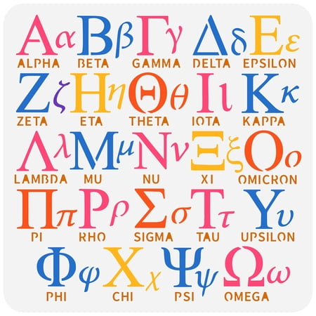Greek Text Painting Stencil 11.8x11.8 inch Reusable Greek Letter Pattern Drawing Template Alpha Beta Gamma Delta Phi Sigma Decor Stencil