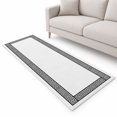 Greek Themed Runner Rug 2.6'x8', Traditional Meander Border Square ...