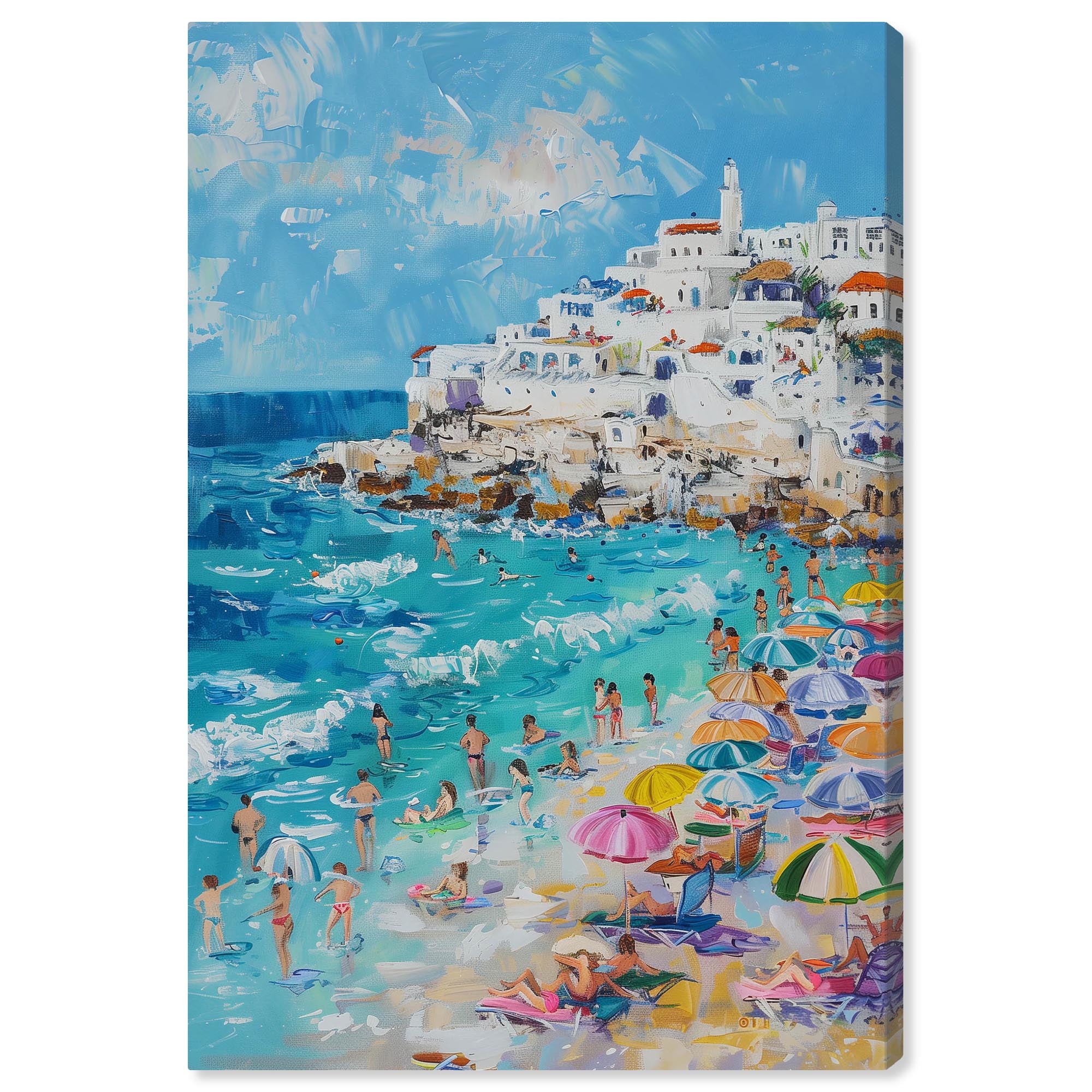 Greek Vacation Canvas Modern Beach Wall Art, 10" x 15"