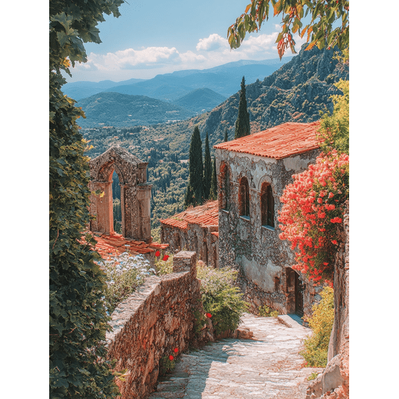 Greek Village Stone Street Canvas Wall Art/Print Perfect for Living Room Bedroom Kitchen Office and Hallway Decoration.