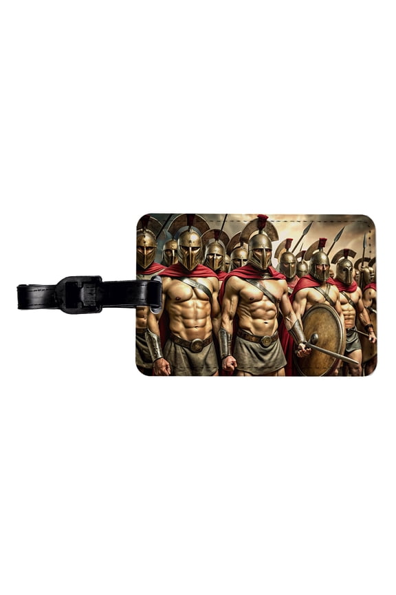 Greek Warriors from Sparta Spartans Faux Leather Travel Luggage Tag