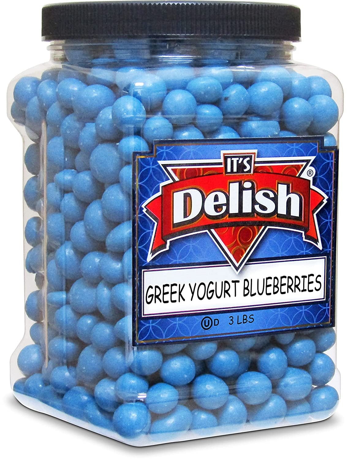 Greek Yogurt Covered Blueberries by It's Delish, 3 Lbs Jumbo Container  Scrumptious & Nutritious Yogurt Coated Dried Blueberries  Sweet Snacking and Bulk Party Treats  USA Made, Kosher Dairy
