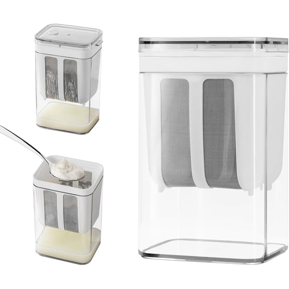 Greek Yogurt Strainer, 1100ml Multi Yoghurt Maker Strainer with Fine Mesh Bag & Lid for Thick Greek Yogurt, Soybean Milk, Kefir, Berries, Soup, Fruit Juice, Coffee