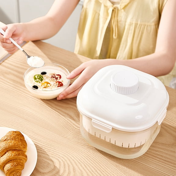 Greek Yogurt Strainer with Double Press Whey Separator, Fine Mesh Filter for Homemade Thick Yogurt, Quark, Kefir and Soft Cheese, Kitchen Strainer Tool, Dishwasher-Safe Parts