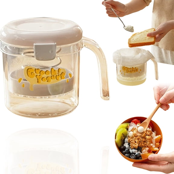 Greek Yogurt Strainer with Lid, Yogurt Maker, Yoghurt Filter with Ultra Fine Nylon Mesh Strainer & Pressure Filtration, 1.5Qt Thick & Creamy Greek Yogurt, BPA-Free