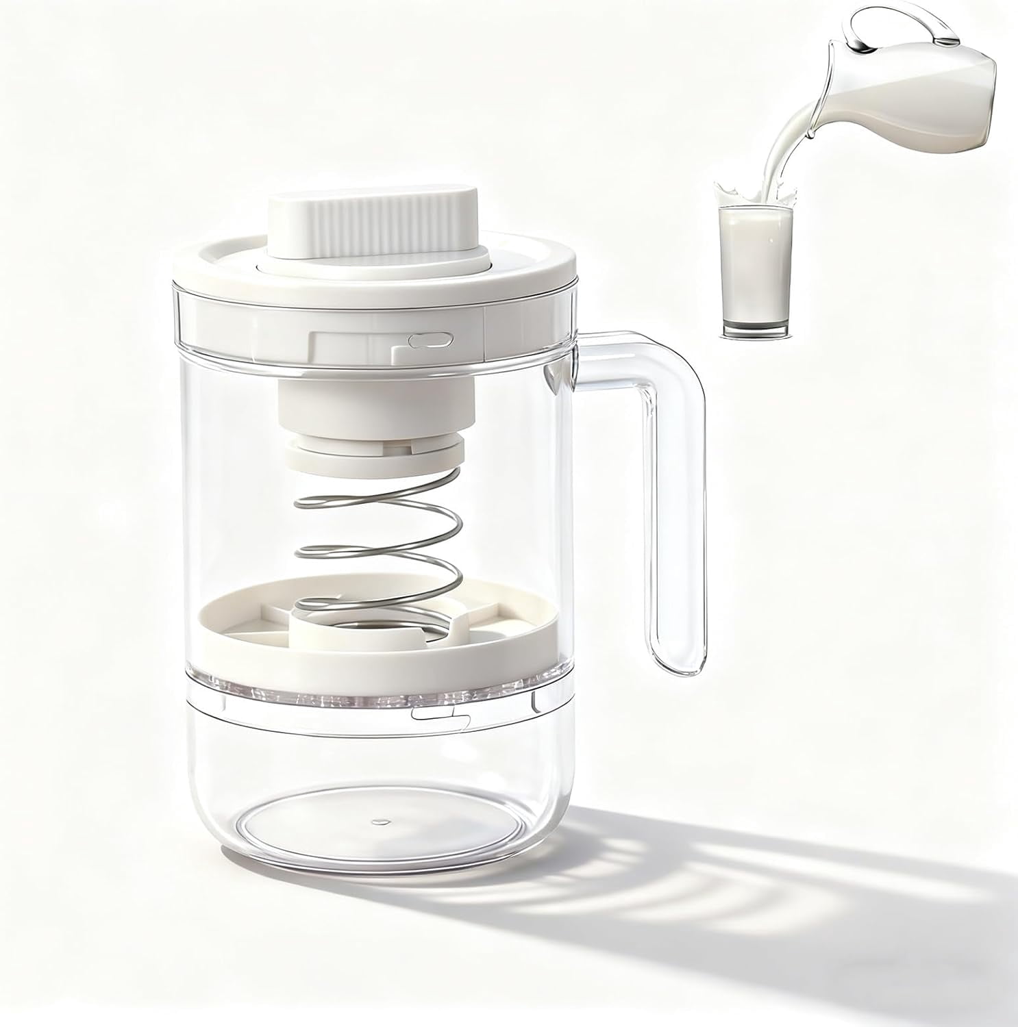 Greek Yogurt Strainer with Spring-Loaded Press, Ultra-Fine Mesh Bags  Adjustable Twist Knob Whey Separator, BPA-Free Yogurt Filter Jar, Holds 450 g Yogurt, 270 ml Whey Collector