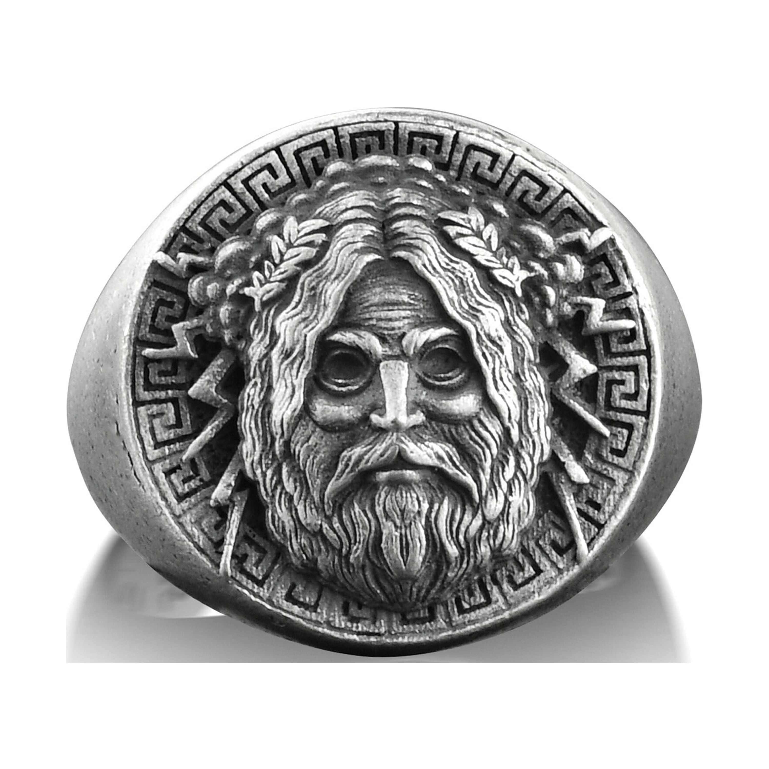 Greek god silver Zeus signet ring for men, Mens greek mythology pinky ...