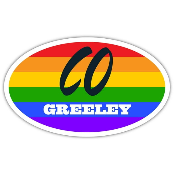 Greeley CO Colorado Weld County Rainbow Pride Flag 6 Stripes Pride Flag Euro Decal Bumper Sticker 3M Vinyl 3" x 5"